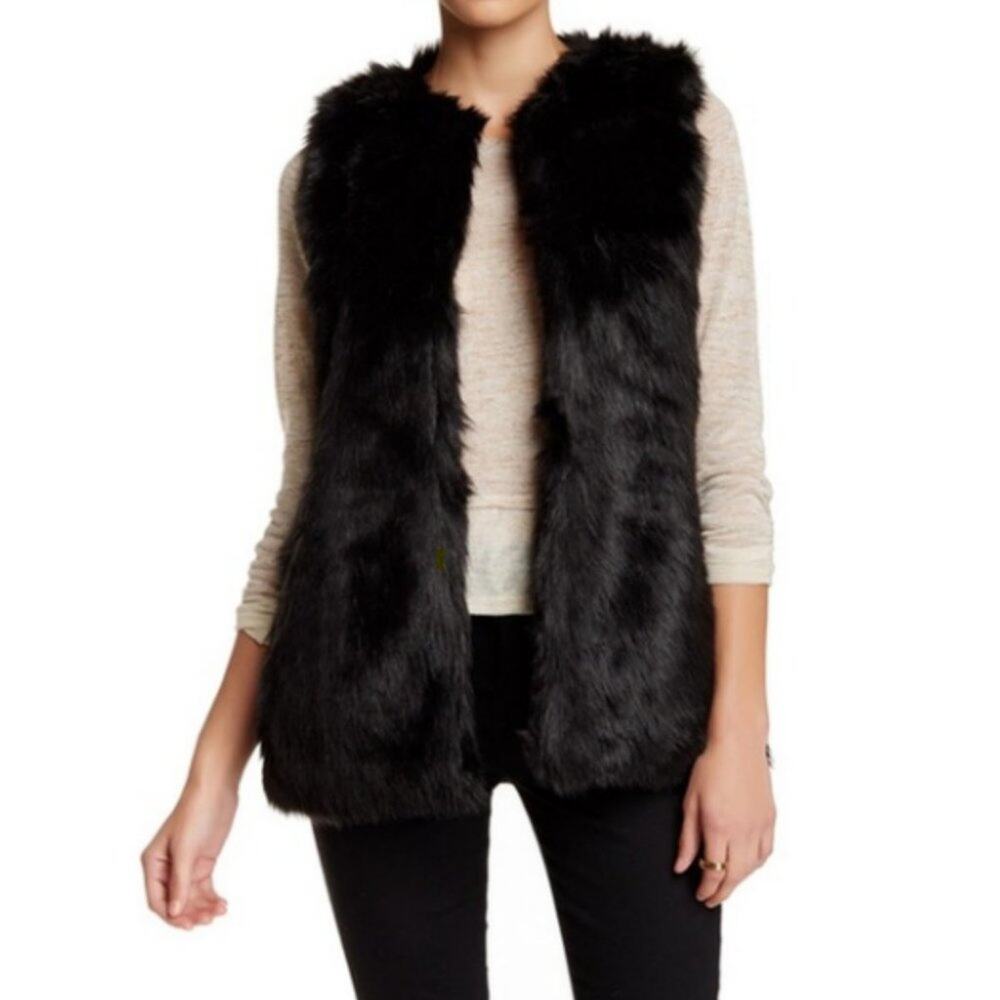 Bagatelle Collection Black Faux Fur Vest, size L
